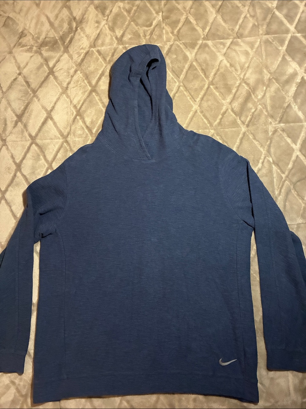 Nike Yoga Mens Dri Fit Hoodie Blue Lightweight Pullover Size XL